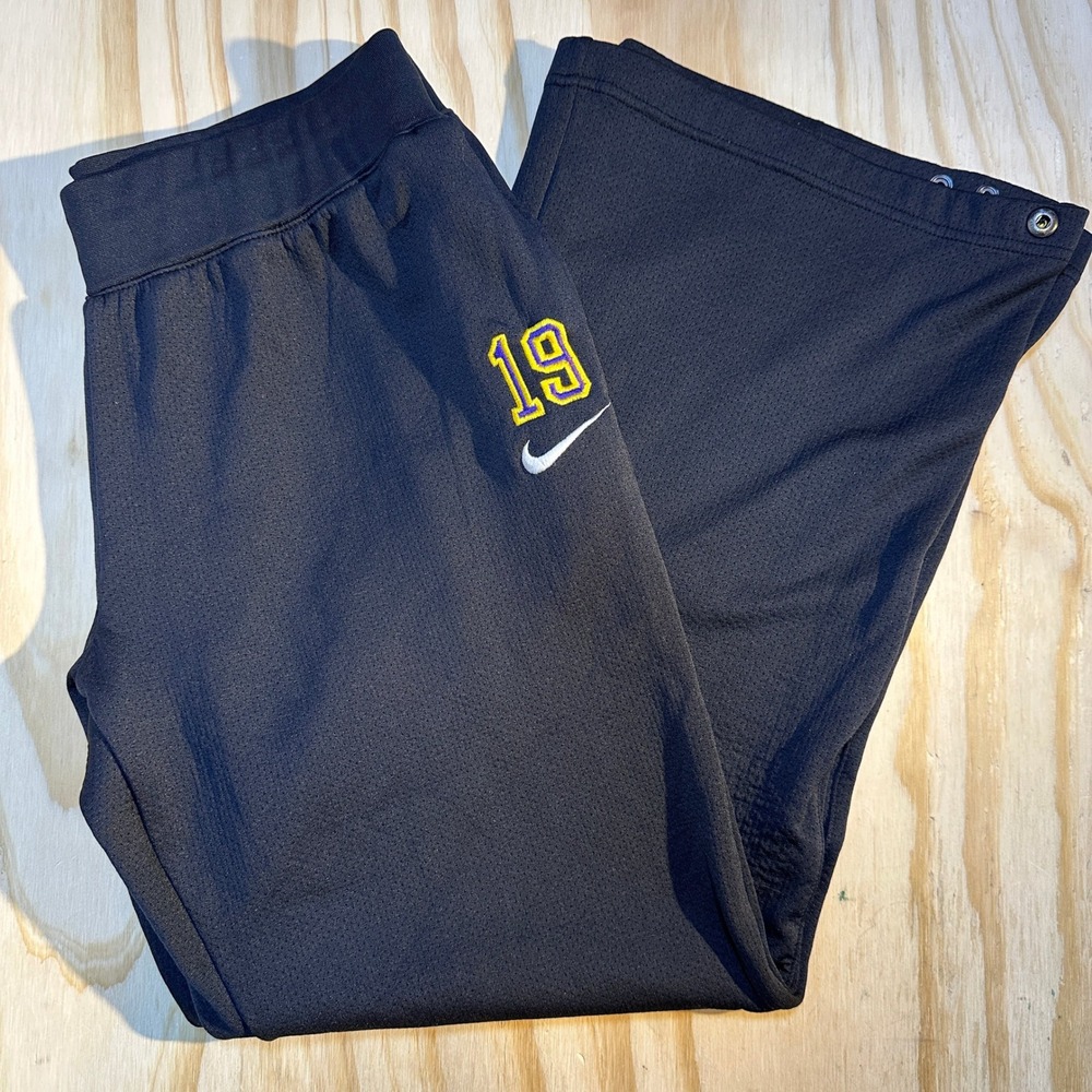 Nike Kids Team FIT DRY Wide Leg Snap Cuff Athletic Track Pants Black Size M 8-10